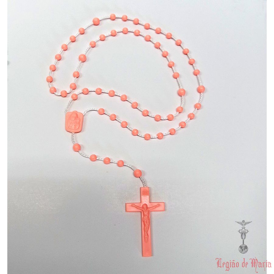 Terço Comum Rosa - Plástico